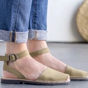 Tan Closed Toe Ankle Strap Sandals